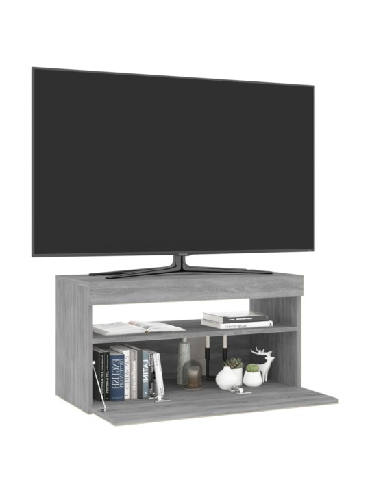 Tv skapītis ar led lampiņām, pelēka ozola krāsa, 75x35x40 cm