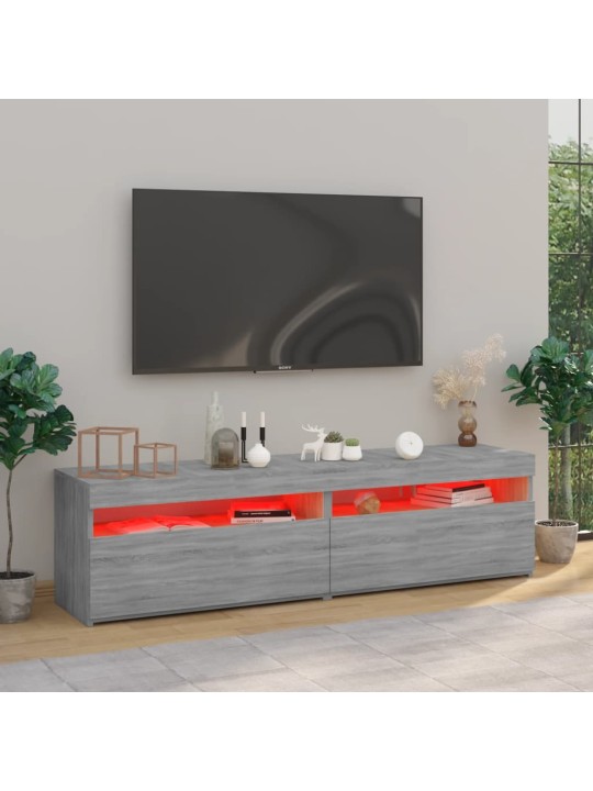 Tv skapīši ar led lampiņām, 2 gab., pelēka ozola, 75x35x40 cm