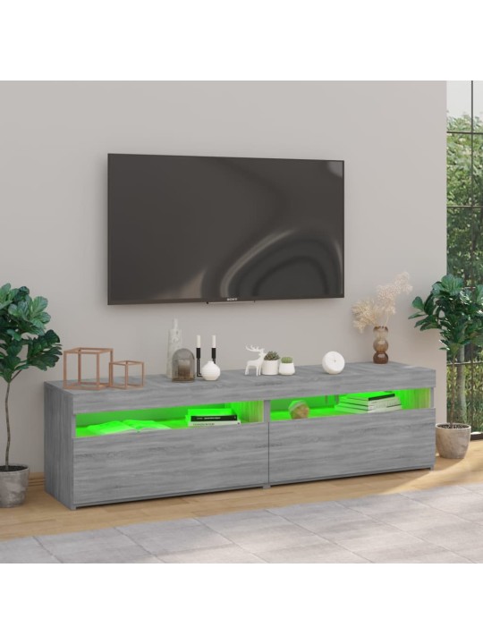 Tv skapīši ar led lampiņām, 2 gab., pelēka ozola, 75x35x40 cm