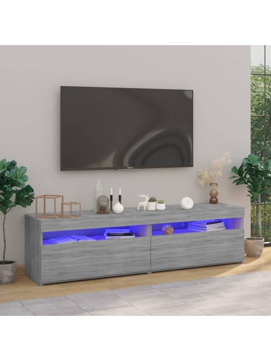 Tv skapīši ar led lampiņām, 2 gab., pelēka ozola, 75x35x40 cm