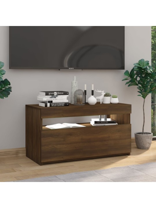 Tv skapītis ar led lampiņām, ozolkoka krāsa, 75x35x40 cm