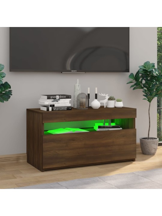 Tv skapītis ar led lampiņām, ozolkoka krāsa, 75x35x40 cm