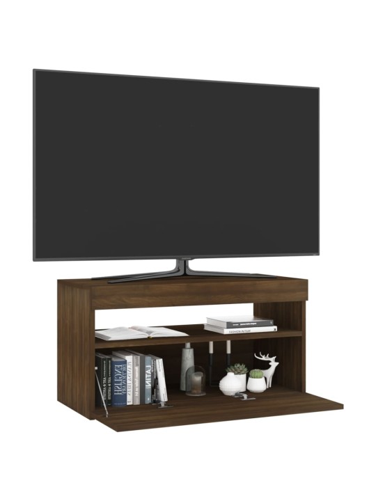 Tv skapītis ar led lampiņām, ozolkoka krāsa, 75x35x40 cm