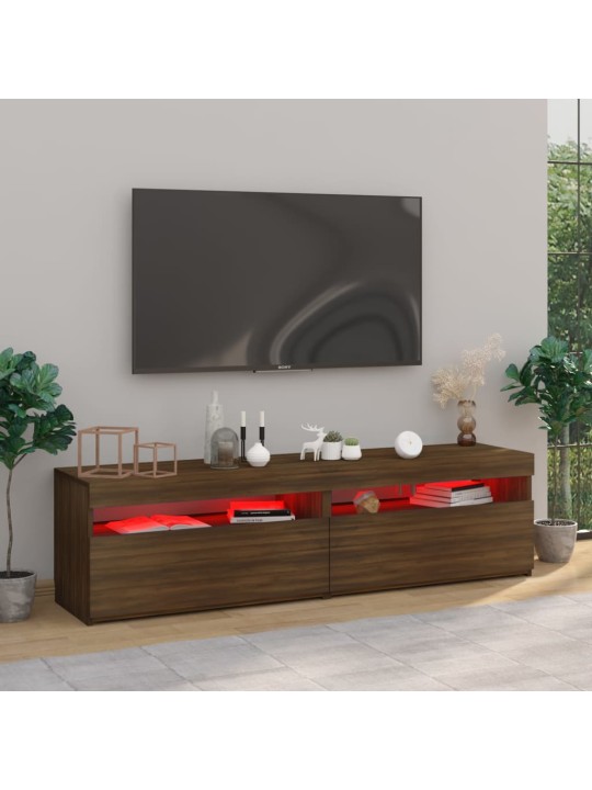 Tv skapīši ar led lampiņām, 2 gab., ozolkoka krāsa, 75x35x40 cm