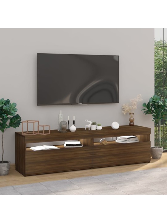 Tv skapīši ar led lampiņām, 2 gab., ozolkoka krāsa, 75x35x40 cm
