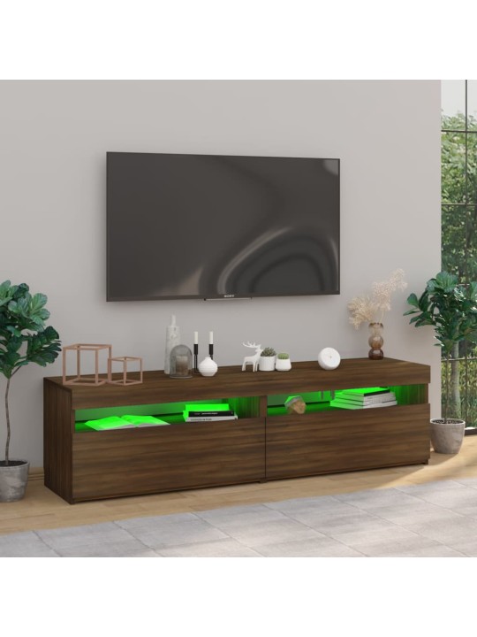 Tv skapīši ar led lampiņām, 2 gab., ozolkoka krāsa, 75x35x40 cm