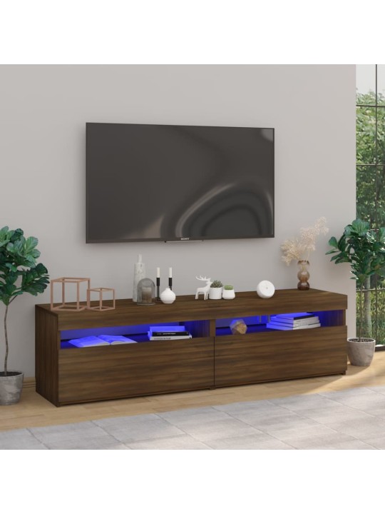 Tv skapīši ar led lampiņām, 2 gab., ozolkoka krāsa, 75x35x40 cm