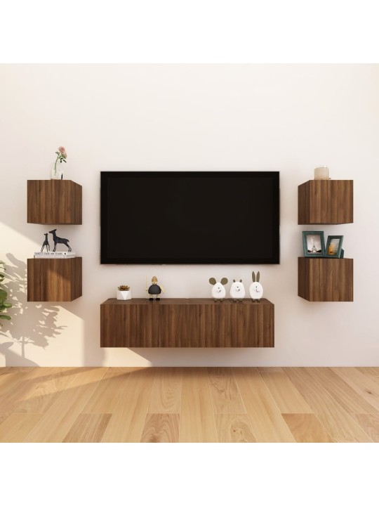 Sienas tv skapīši, 4 gab., brūni, 30,5x30x30 cm