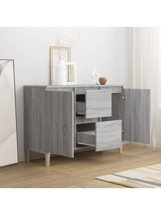 Kumode, pelēka ozolkoka, 101x35x70 cm, inženierijas koks