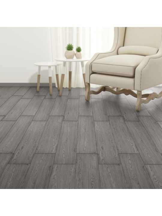 Grīdas dēļi, pašlīmējoši, 2,51 m², 2 mm, tumši pelēki, pvc