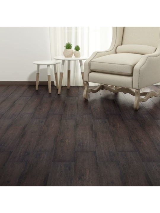 Grīdas dēļi, pašlīmējoši, 2,51 m², 2 mm, tumši brūni, pvc