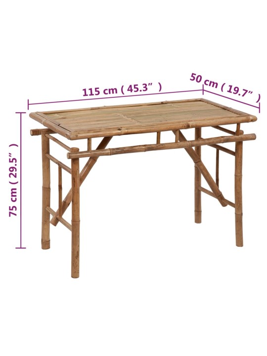 Saliekams dārza galds, 115x50x75 cm, bambuss