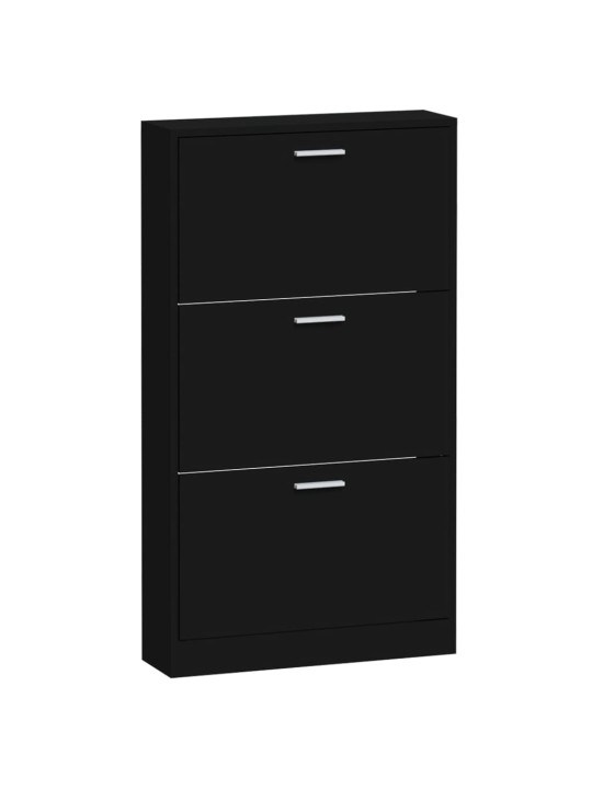 Apavu plaukts, melns, 59x17x108 cm, inženierijas koks