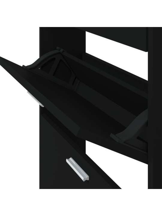 Apavu plaukts, melns, 59x17x108 cm, inženierijas koks