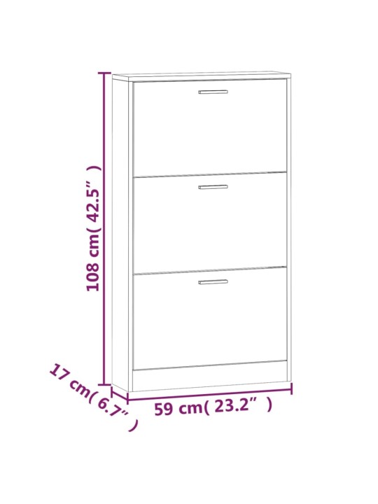 Apavu plaukts, melns, 59x17x108 cm, inženierijas koks