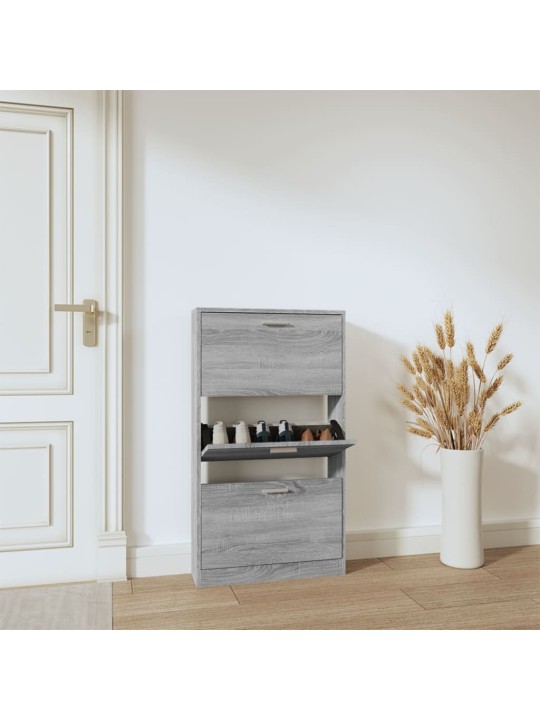 Apavu plaukts, pelēcīga ozolkoka,59x17x108 cm,inženierijas koks