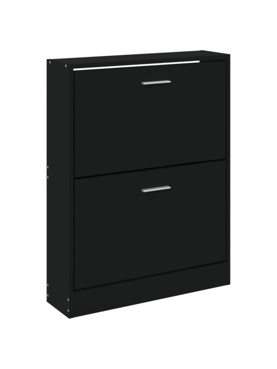 Apavu plaukts, melns, 59x17x81 cm, inženierijas koks