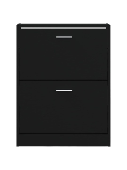 Apavu plaukts, melns, 59x17x81 cm, inženierijas koks