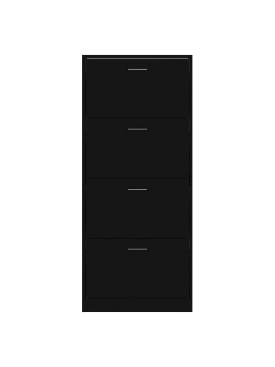 Apavu plaukts, melns, 63x24x147 cm, inženierijas koks