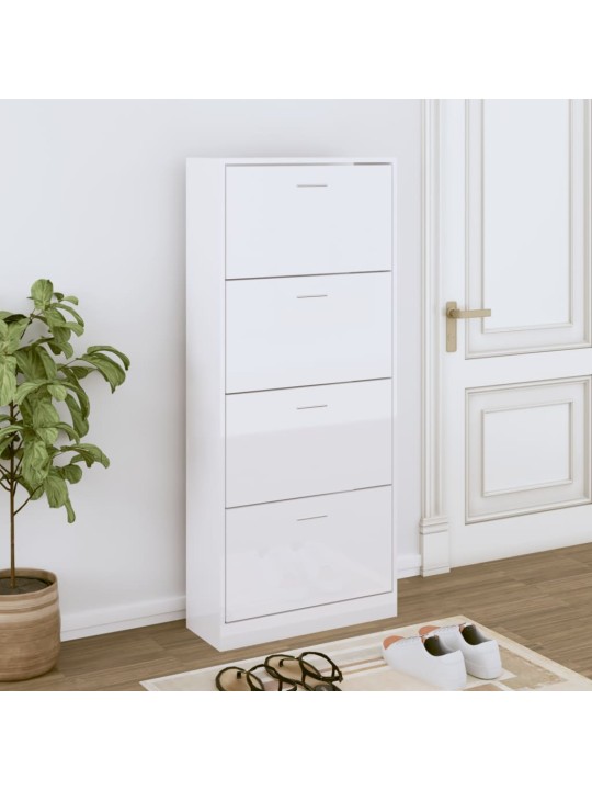 Apavu skapītis, spīdīgi balts, 63x24x147 cm, inženierijas koks