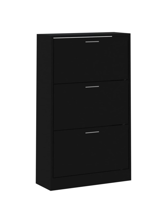 Apavu plaukts, melns, 63x24x103 cm, inženierijas koks