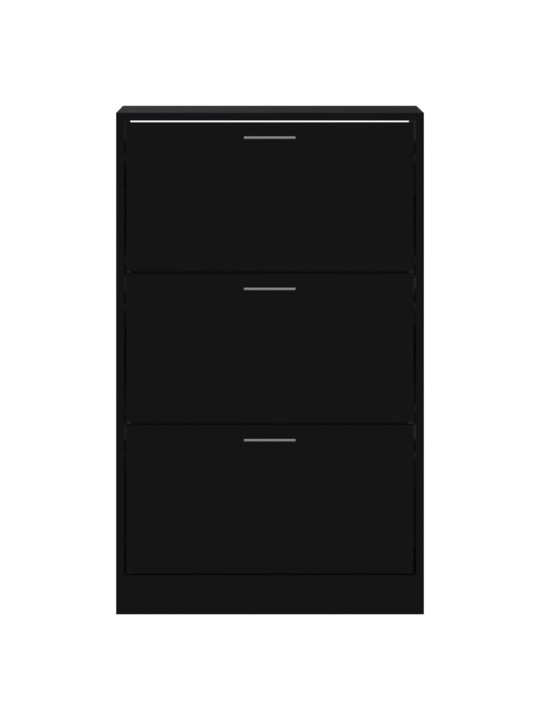 Apavu plaukts, melns, 63x24x103 cm, inženierijas koks