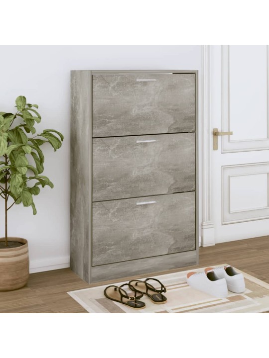 Apavu plaukts, betona pelēks, 63x24x103 cm, inženierijas koks