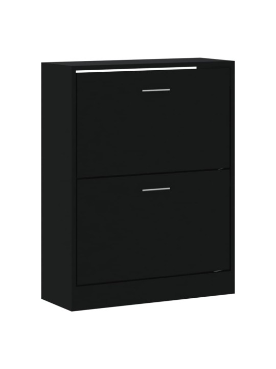 Apavu plaukts, melns, 63x24x81 cm, inženierijas koks