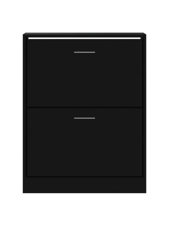 Apavu plaukts, melns, 63x24x81 cm, inženierijas koks