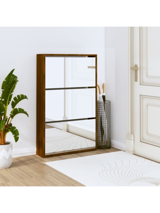 Apavu plaukts ar spoguli, 3 nodalījumi, ozolkoka, 63x17x102,5cm