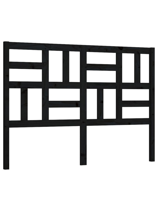 Gultas galvgalis, melns, 126x4x104 cm, priedes masīvkoks