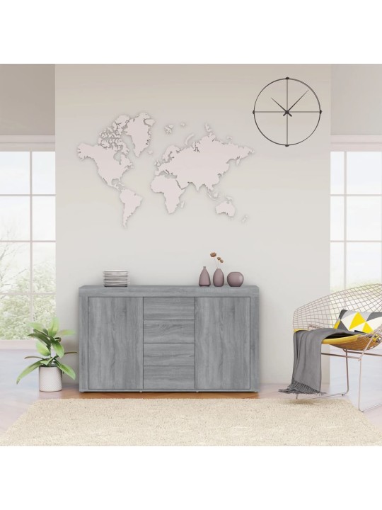 Kumode, pelēcīga ozola krāsa, 120x36x69 cm, inženierijas koks