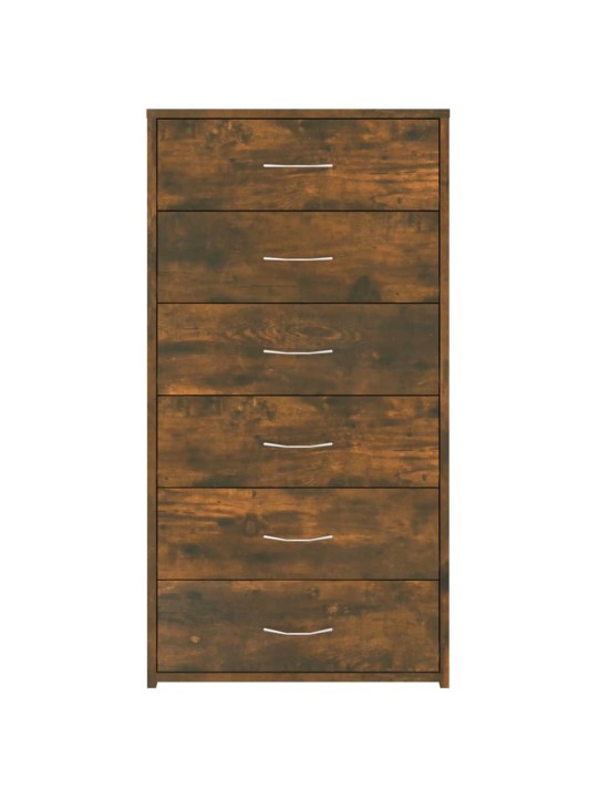 Kumode ar 6 atvilktnēm, tumša ozolkoka krāsa, 50x34x96 cm, koks