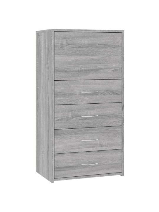 Kumode ar 6 atvilktnēm, pelēcīga, 50x34x96cm, inženierijas koks