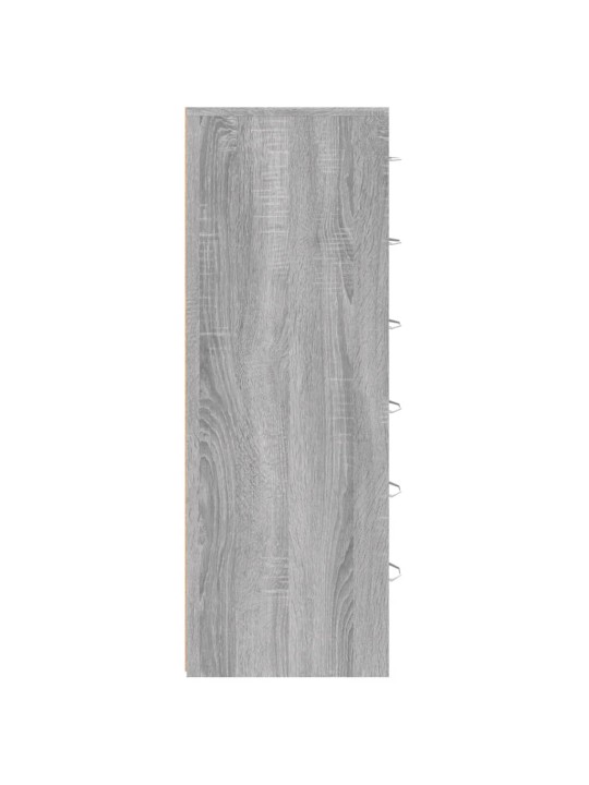 Kumode ar 6 atvilktnēm, pelēcīga, 50x34x96cm, inženierijas koks
