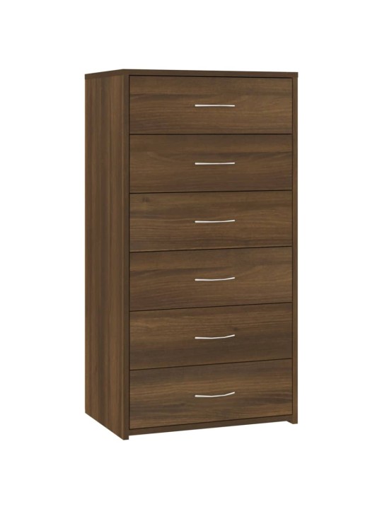 Kumode ar 6 atvilktnēm, brūna, 50x34x96 cm, inženierijas koks