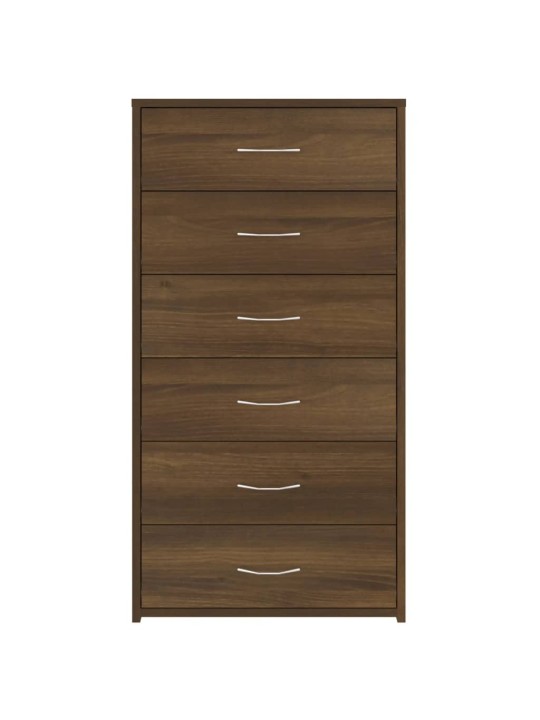 Kumode ar 6 atvilktnēm, brūna, 50x34x96 cm, inženierijas koks