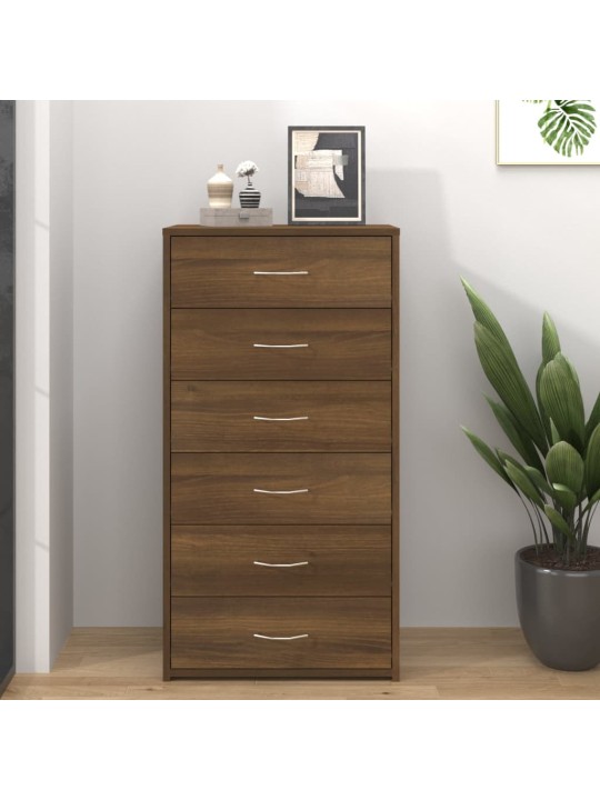 Kumode ar 6 atvilktnēm, brūna, 50x34x96 cm, inženierijas koks