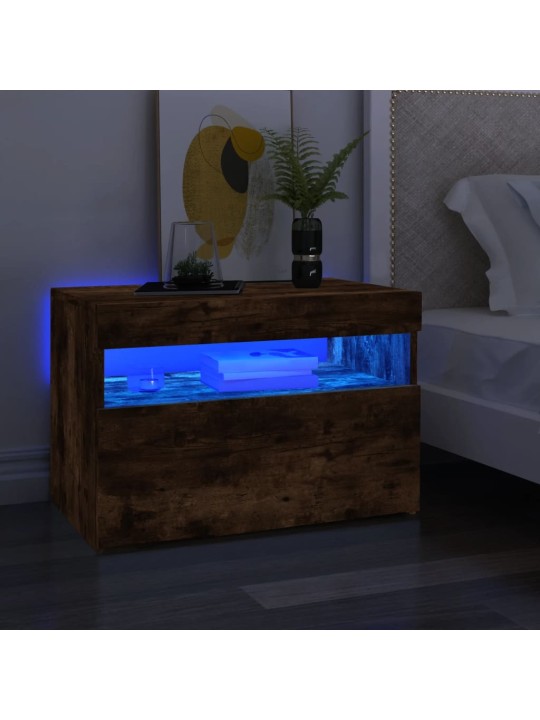 Tv skapīši ar led lampiņām, 2 gab., ozolkoka krāsa, 60x35x40 cm