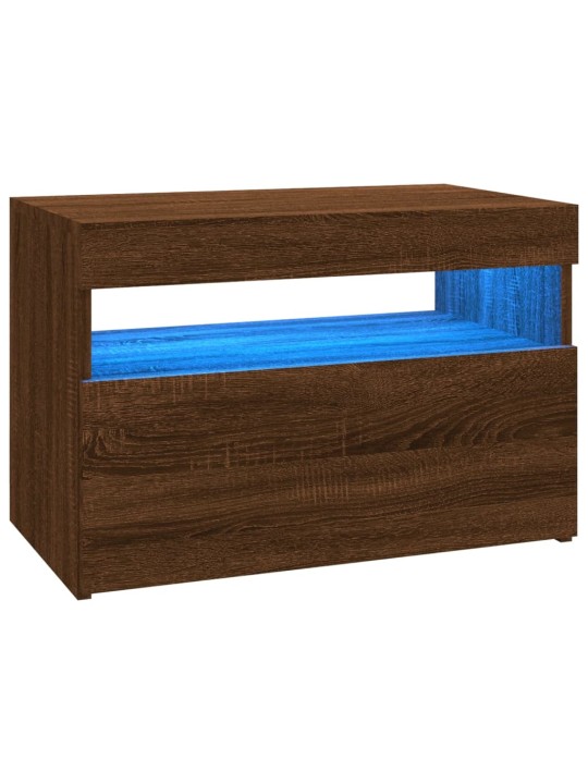 Tv galdiņš ar led lampiņām, ozolkoka krāsa, 60x35x40 cm