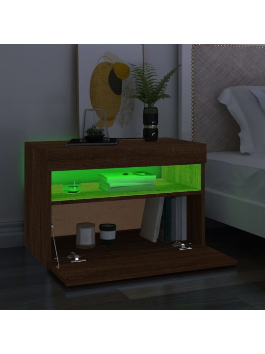 Tv galdiņš ar led lampiņām, ozolkoka krāsa, 60x35x40 cm