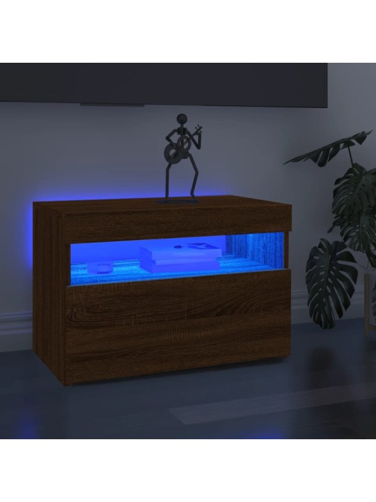 Tv skapīši ar led lampiņām, 2 gab., ozolkoka krāsa, 60x35x40 cm