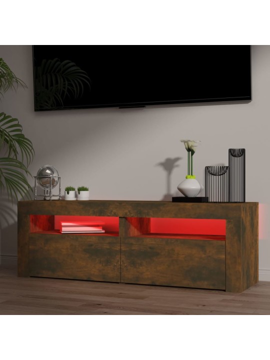 Tv skapītis ar led lampiņām, ozolkoka krāsa, 120x35x40 cm