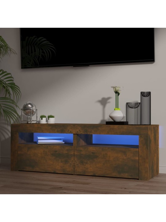 Tv skapītis ar led lampiņām, ozolkoka krāsa, 120x35x40 cm