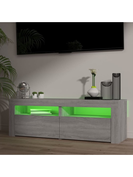 Tv skapītis ar led lampiņām, pelēka ozola krāsa, 120x35x40 cm