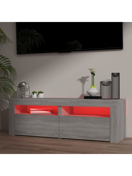 Tv skapītis ar led lampiņām, pelēka ozola krāsa, 120x35x40 cm
