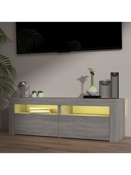 Tv skapītis ar led lampiņām, pelēka ozola krāsa, 120x35x40 cm