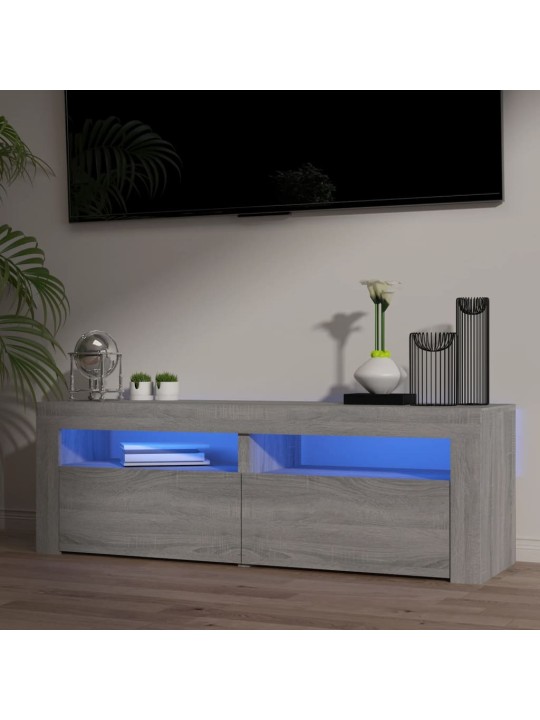 Tv skapītis ar led lampiņām, pelēka ozola krāsa, 120x35x40 cm