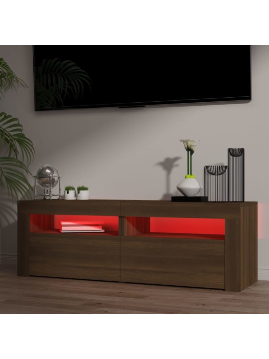Tv skapītis ar led lampiņām, ozolkoka krāsa, 120x35x40 cm