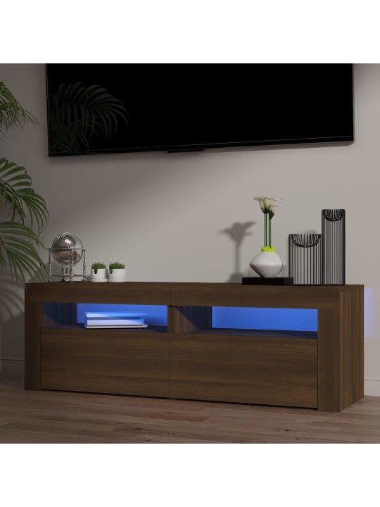 Tv skapītis ar led lampiņām, ozolkoka krāsa, 120x35x40 cm